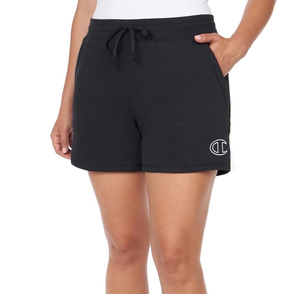 Champion Women's French Terry Sweat‎ Shorts Large Black Pockets 4.5" Inseam